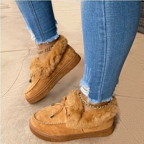 Brown slip on with fur